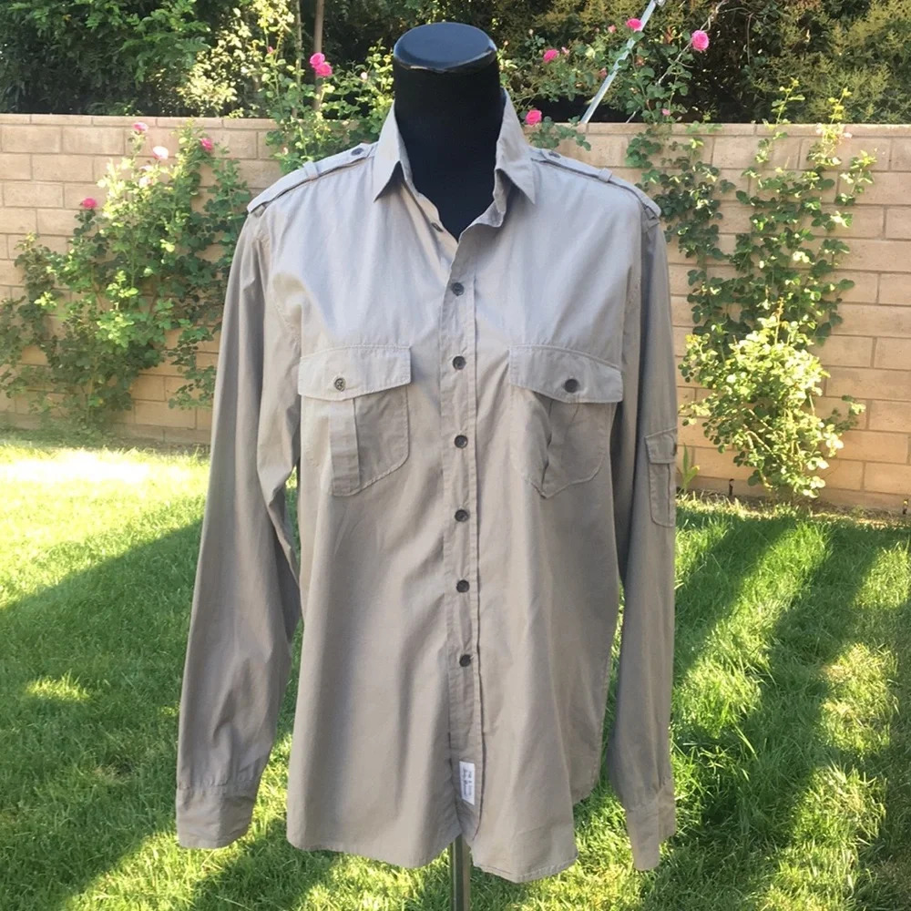 Rag & Bone Light Cotton Military Button Down Shirt